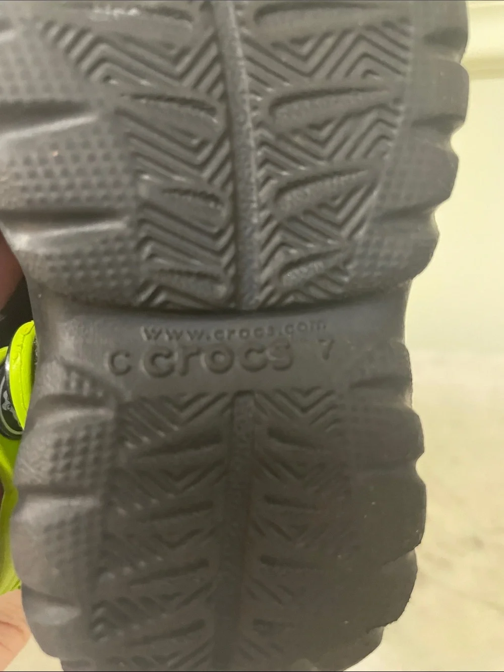 Crocs Kids Black and Lime Green - Size 7